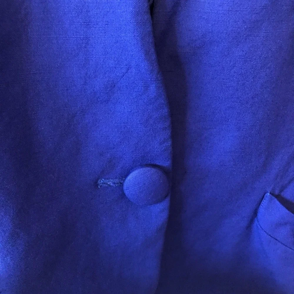 Christian Dior vintage large button blazer purple blue cropped sleeve